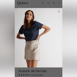 Quince Washable Silk Mini Skirt (XS) Champagne